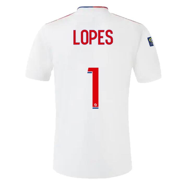 2021/22 Olympique Lyonnais Home Kit Soccer Jersey with LOPES 1 printing